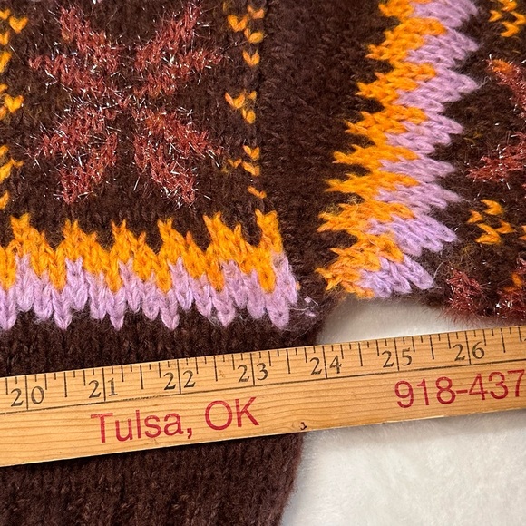 Urban Outfitters Cropped Sweater Women Size M Brown Pink Yellow FairIsle NWOT - Picture 11 of 11